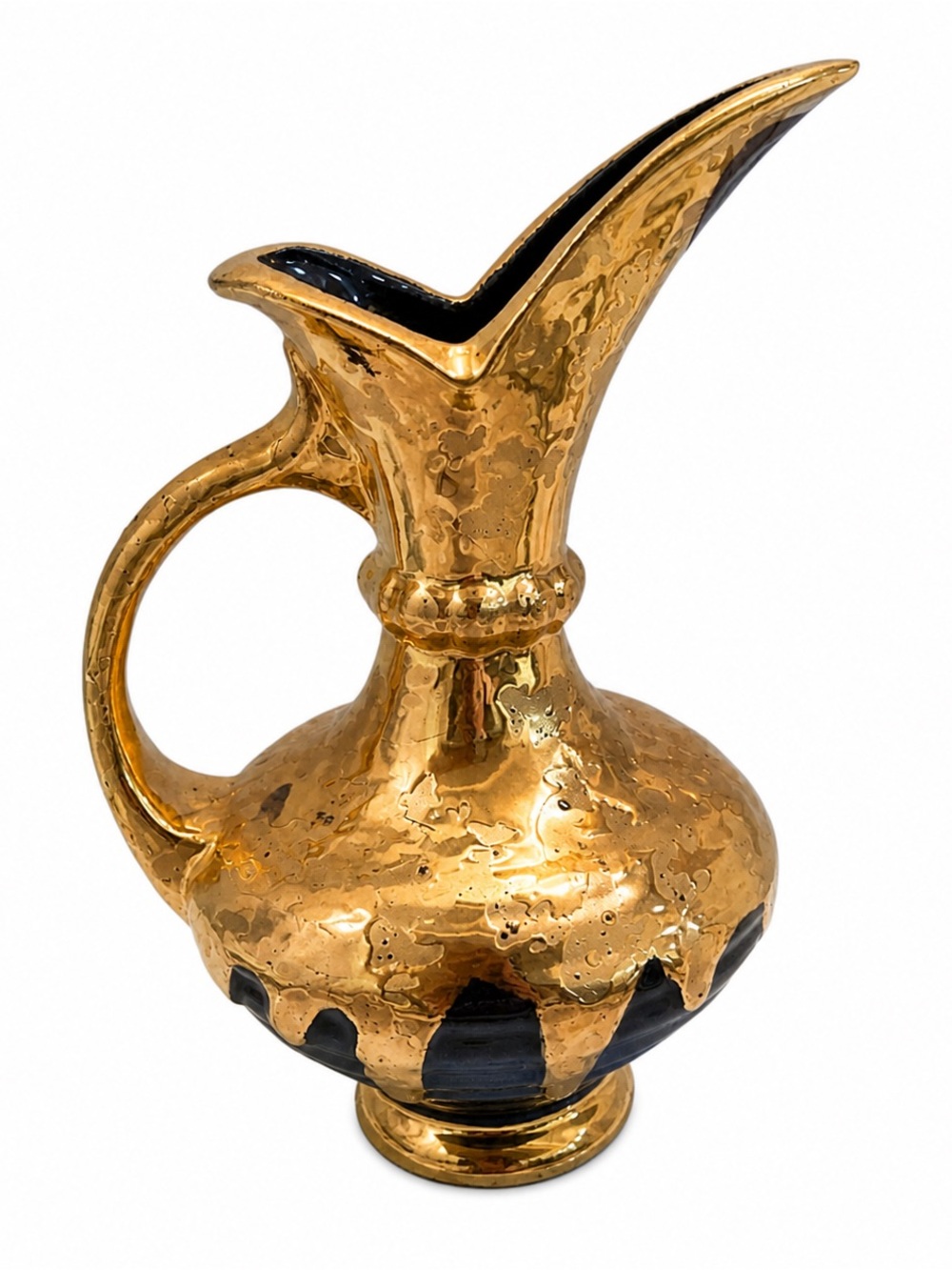 Vintage Savoy China 24K Gold Pitcher Vase Hand Decorated Mid Century